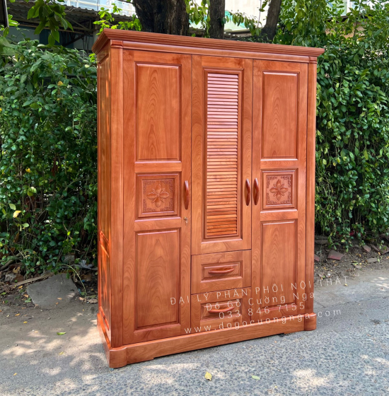 Tủ quần áo gỗ xoan đào 3 cánh cao cấp 