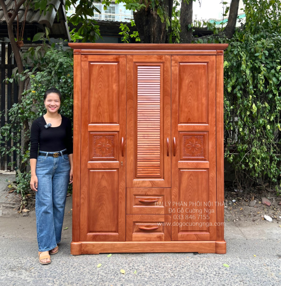 Tủ quần áo gỗ xoan đào 3 cánh cao cấp 