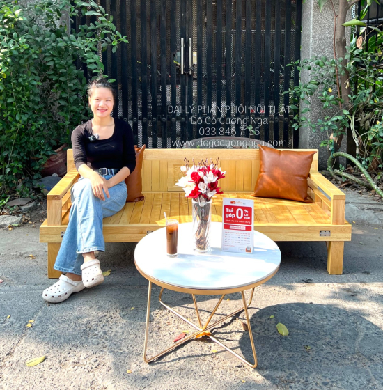 Giường Gấp Gỗ Sồi Kèm Bàn Trà Mặt Đá Hiện Đại Giá Rẻ 