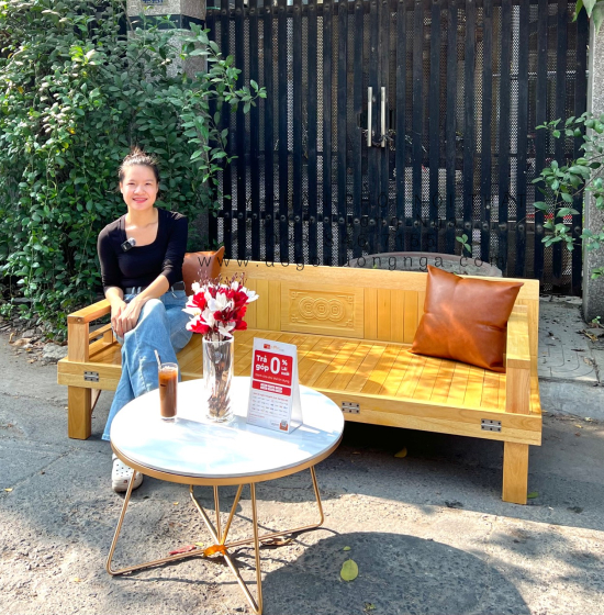 Giường Gấp Gỗ Sồi Kèm Bàn Trà Mặt Đá Hiện Đại Giá Rẻ 