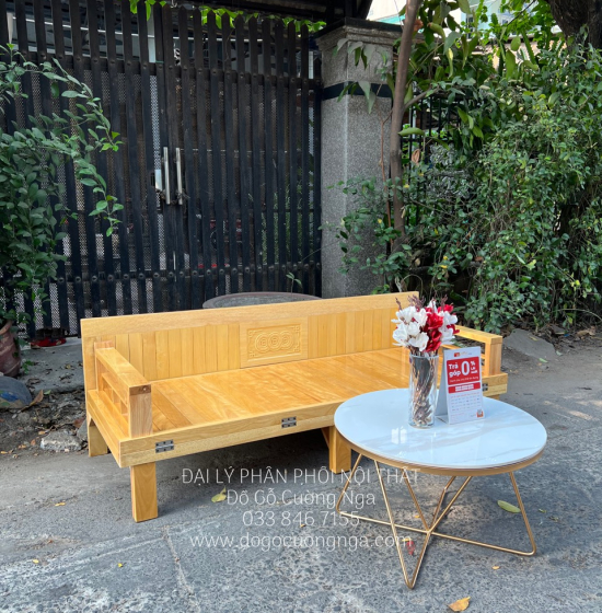 Giường Gấp Gỗ Sồi Kèm Bàn Trà Mặt Đá Hiện Đại Giá Rẻ 
