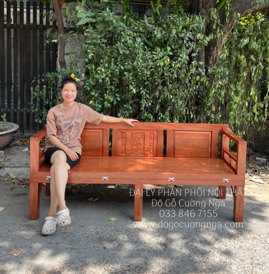 Ghế Giường Gấp Thông Minh Gỗ Xoan Đào Chân Cao Bản Lề Âm 