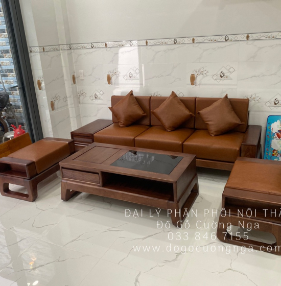 Sofa Gỗ Sồi Nga Nhỏ Gọn Kèm Nệm Giá Rẻ Mới Nhất