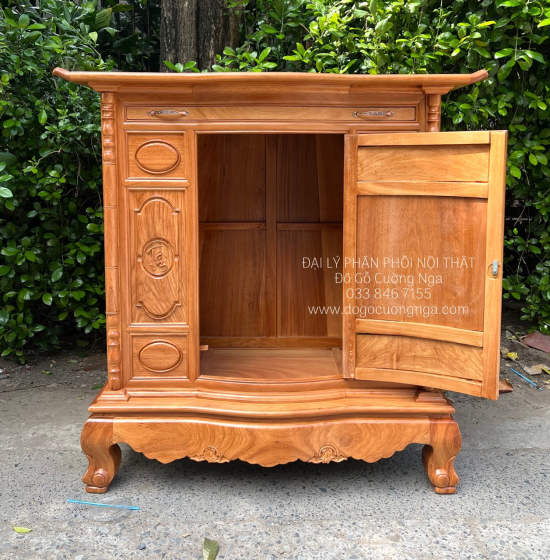 Tủ Thờ Gỗ Gõ Đỏ 1m27 Bền Đẹp TT 12.4
