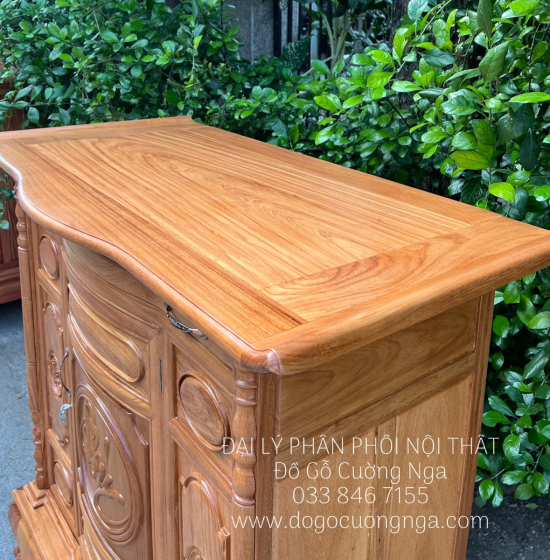 Tủ Thờ Gỗ Gõ Đỏ 1m27 Bền Đẹp TT 12.4