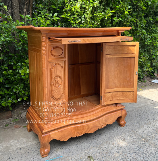 Tủ Thờ Gỗ Gõ Đỏ 1m27 Bền Đẹp TT 12.4