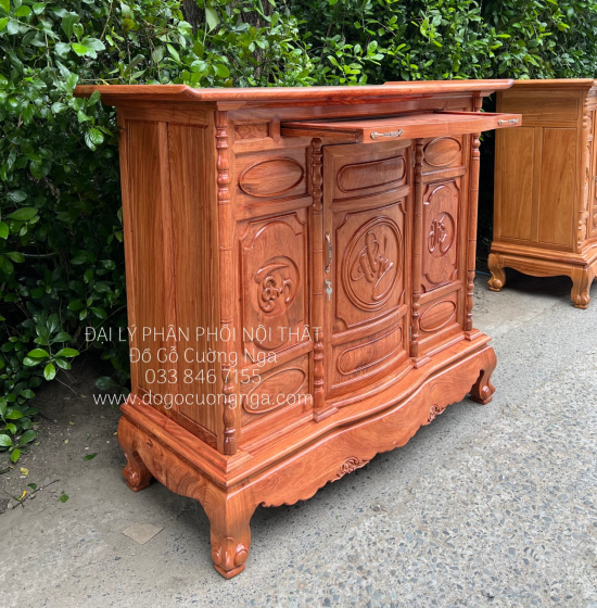 Tủ Thờ Gỗ Hương Đá Cao Cấp 1m53 Phong Thủy 