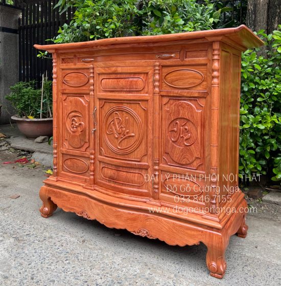Tủ Thờ Gỗ Hương Đá Cao Cấp 1m53 Phong Thủy 