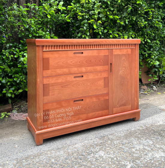 Tủ ngăn kéo gỗ xoan đào 1m2 - tủ đựng quần áo em bé hiện đại 