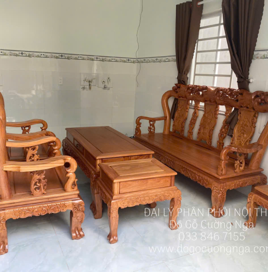 Ghế Salon Gỗ Gõ Đỏ Tay 10 - 6 Món Cao Cấp 