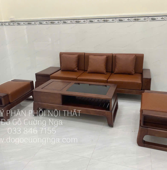 Sofa Gỗ Sồi Nga Nhỏ Gọn Kèm Nệm Giá Rẻ Mới Nhất