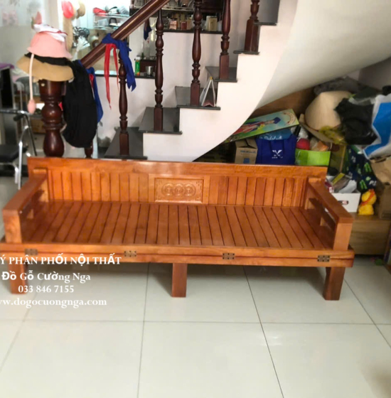 Giường Gấp Thành Ghế Gỗ Sồi 1m2x1m9 Màu Xoan Đẹp 