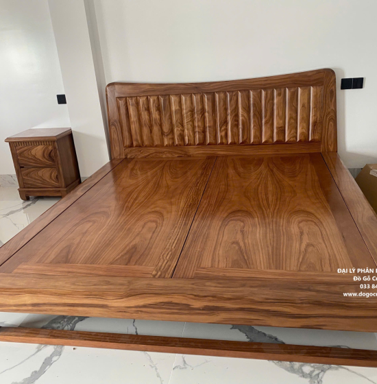 Giường gỗ hương xám kiểu nhật - vạt phản liền 