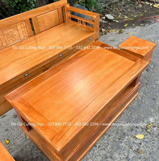 Giường Gấp Thông Minh Gỗ Gõ Đỏ Kết Hợp Bàn Và Đôn Ngồi 