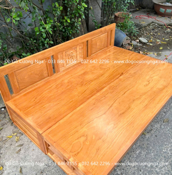 Giường Gấp Gọn Đa Năng Gỗ Gõ Đỏ Ngăn Kéo Hiện Đại 