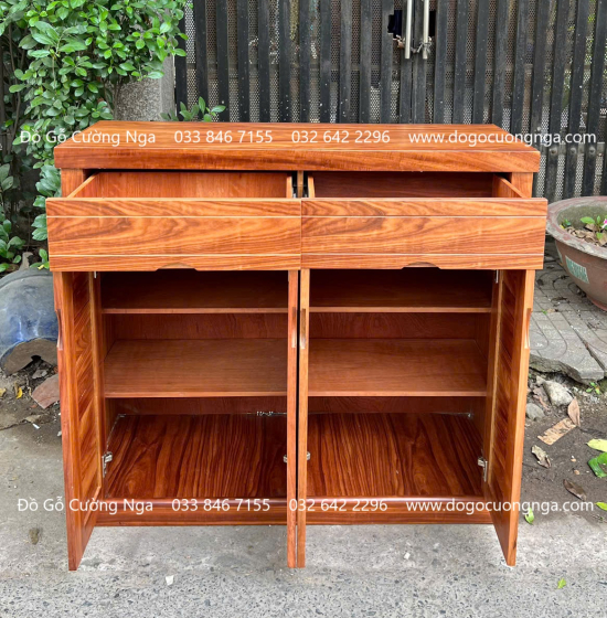 Tủ Giày Dép Gỗ Cẩm Vân 4 Cánh Mở Thiết Kế Lá Sách Tinh Tế 