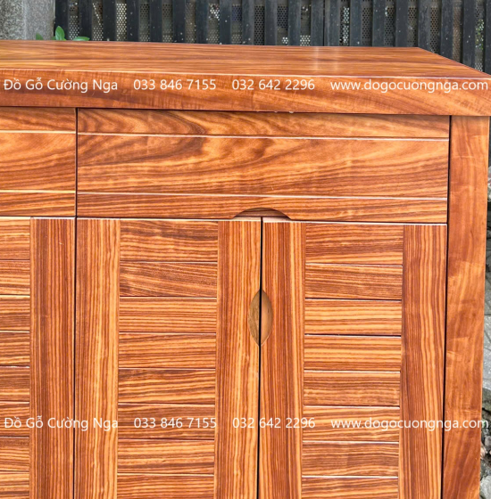 Tủ Giày Dép Gỗ Cẩm Vân 3 Cánh Mở Thiết Kế Lá Sách 