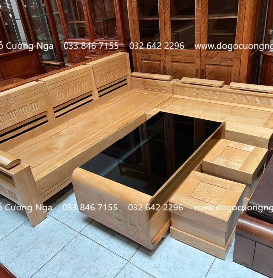 Ghế Sofa Gỗ Sồi Nga Góc L 2mx1m8 Giá Rẻ 