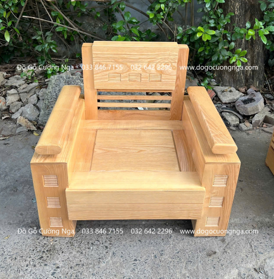 Bàn Ghế Sofa Gỗ Sồi Nga Mẫu Đối - Tay Trứng SF 70