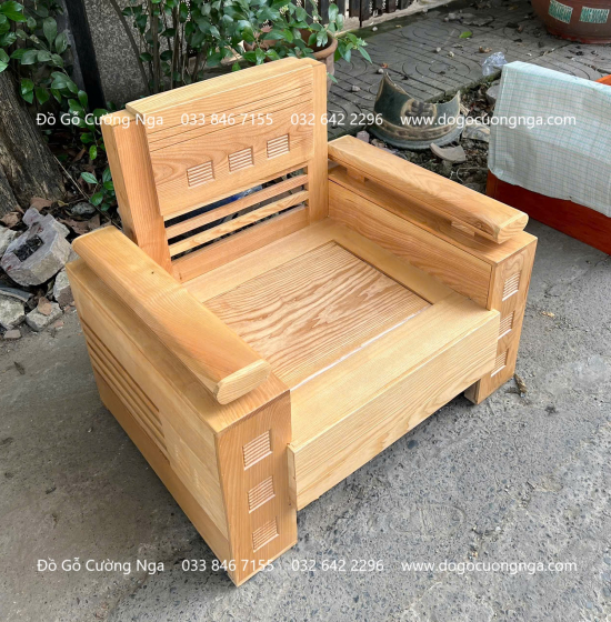 Bàn Ghế Sofa Gỗ Sồi Nga Mẫu Đối - Tay Trứng SF 70