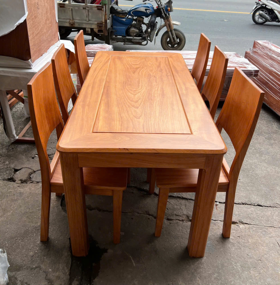 Bộ Bàn Ăn Gỗ Gõ Đỏ 6 Ghế Sang Trọng Hiện Đại