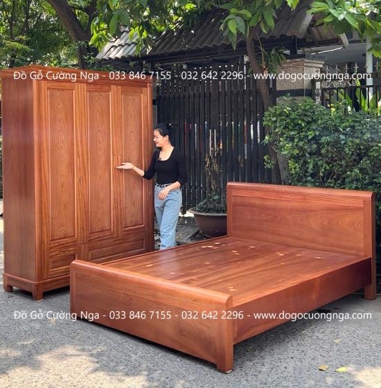 Bộ Combo Nội Thất Phòng Ngủ Gỗ Xoan Đào 2 Chi Tiết Sang Trọng