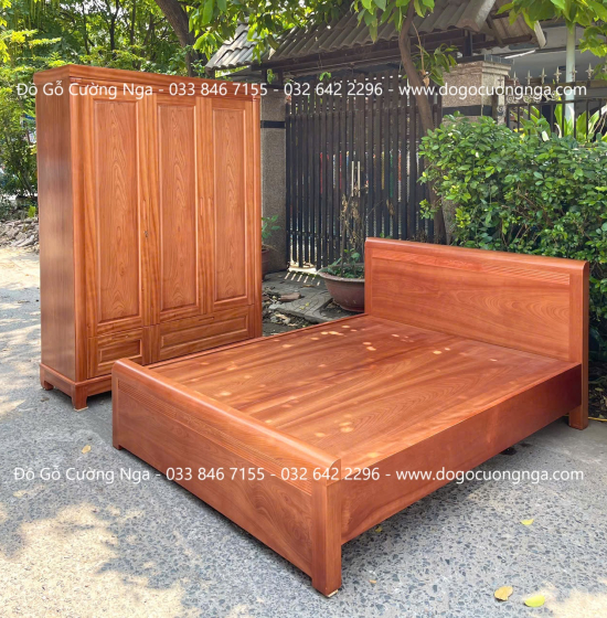 Bộ Combo Nội Thất Phòng Ngủ Gỗ Xoan Đào 2 Chi Tiết Sang Trọng