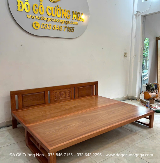 Giường Gấp Gỗ Xoan Đào Bản Lề Âm Giá Rẻ 