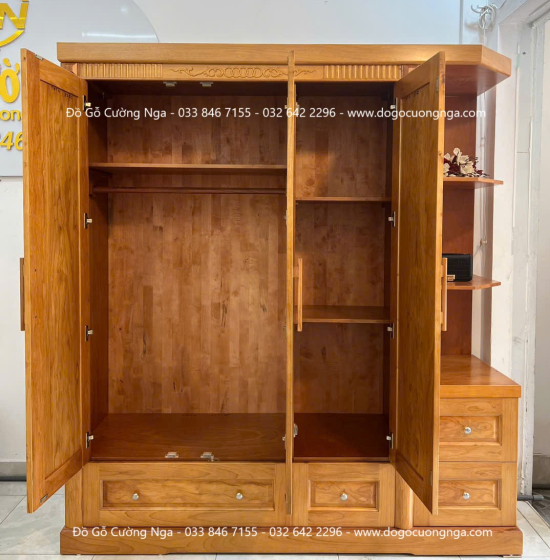Tủ quần áo gỗ gõ đỏ 1m9 - vế phải 