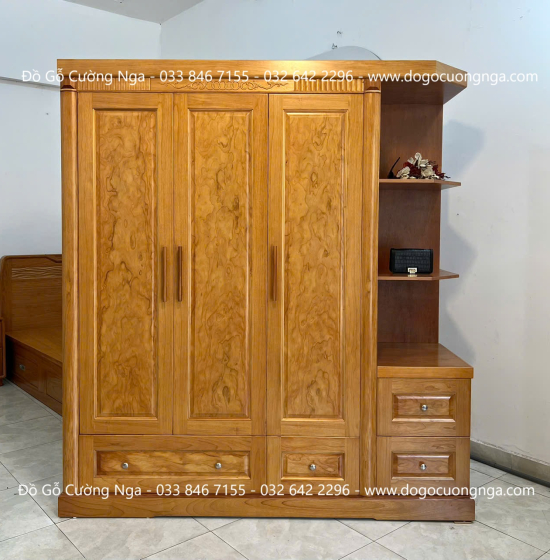 Tủ quần áo gỗ gõ đỏ 1m9 hiện đại - vế phải 