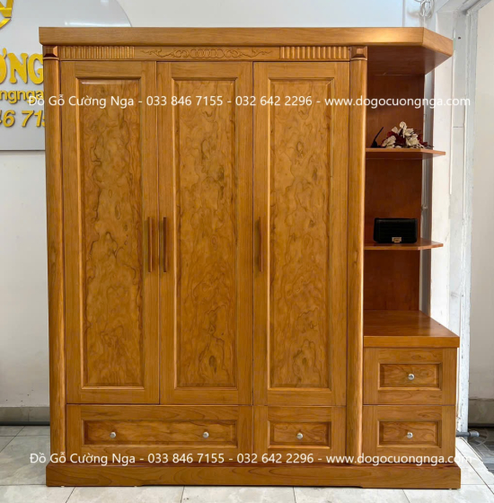 Tủ quần áo gỗ gõ đỏ 1m9 hiện đại - vế phải 