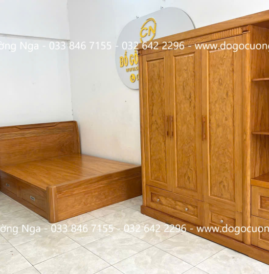 Tủ quần áo gỗ gõ đỏ 1m9 - vế phải 