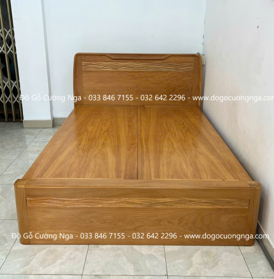 Giường Ngủ Gỗ Gõ Đỏ Hiện Đại Trạm Sóng 2 Ngăn Kéo 