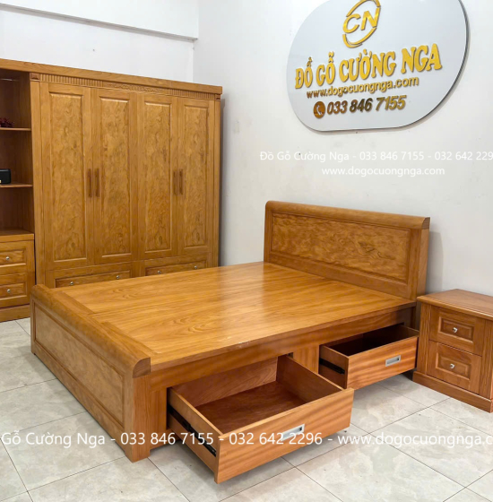 Bộ Combo Phòng Ngủ Gỗ Gõ Đỏ 3 Chi Tiết Tiết Kế Đẹp Mắt Sang Trọng 