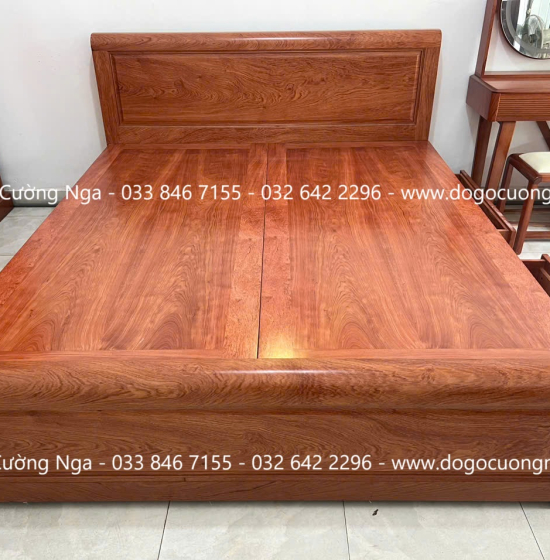 Giường gỗ hương đá ngăn kéo hiên đại 