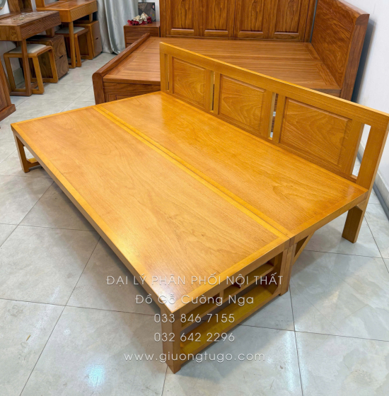 Giường Gấp Gỗ Gõ Đỏ Chân Cao Phù Hợp Người Lớn Tuổi, Mẹ Bầu