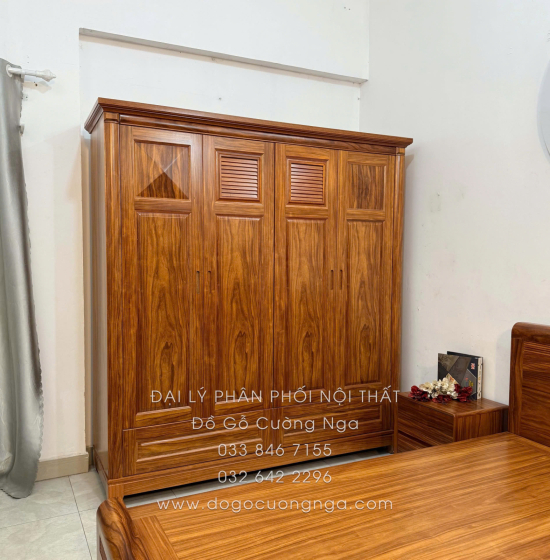 Combo Phòng Ngủ Gỗ Cẩm Vân 3 Chi Tiết Đơn Giản Tinh Tế