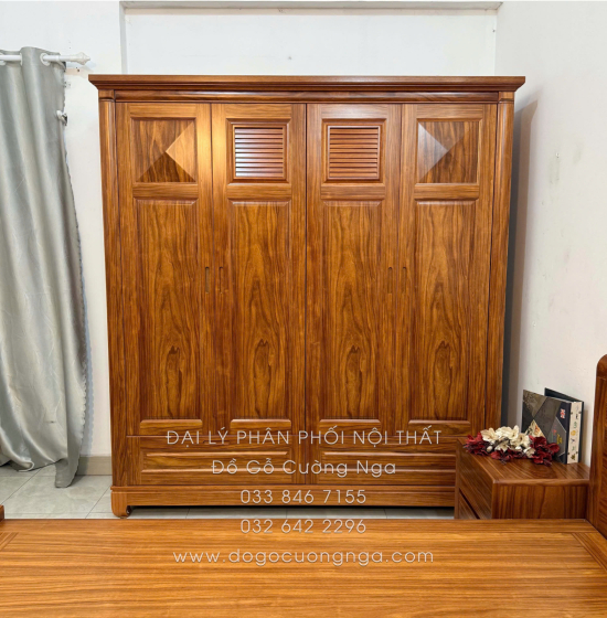 Combo Phòng Ngủ Gỗ Cẩm Vân 3 Chi Tiết Đơn Giản Tinh Tế