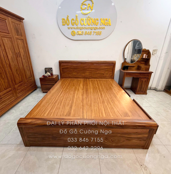 Combo Phòng Ngủ Gỗ Cẩm Vân 4 Chi Tiết Đơn Giản Tinh Tế