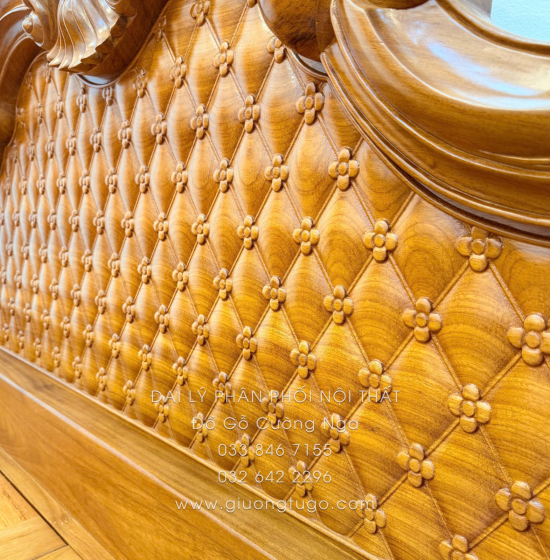 Giường gỗ gõ đỏ cao cấp - phản gõ liền 