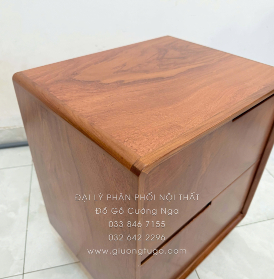 Tủ Táp Đầu Giường Gỗ Hương Đá 2 Ngăn Kéo Sang Trọng