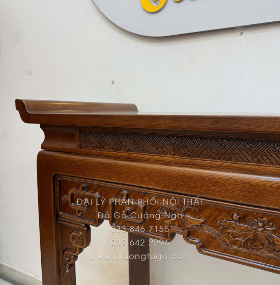 Bàn Thờ Án Gian Gỗ Sồi Mỹ 1m07 - Kèm Tủ Táp Tinh Tế Màu Óc Chó