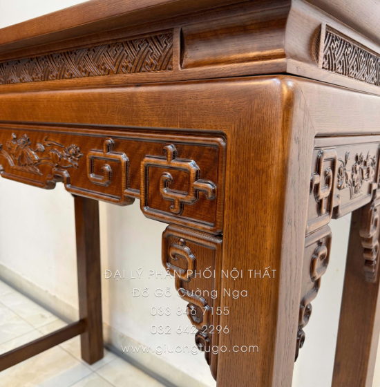 Bàn Thờ Án Gian Gỗ Sồi Mỹ 1m07 - Kèm Tủ Táp Tinh Tế Màu Óc Chó