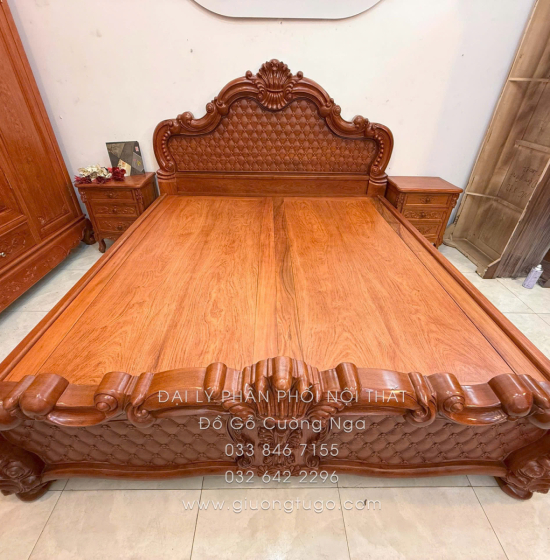 Giường Ngủ Gỗ Hương Đá - Phản Liền Tân Cổ Điển