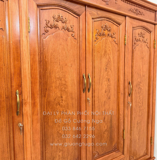 Combo Phòng Ngủ Gỗ Hương Đá 3 Chi Tiết Tân Cổ Điển Sang Trọng