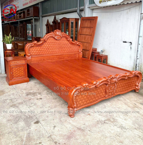 Giường Ngủ Gỗ Hương Đá - Phản Liền Tân Cổ Điển