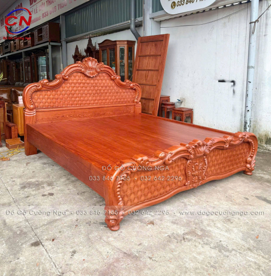 Giường Ngủ Gỗ Hương Đá - Phản Liền Tân Cổ Điển