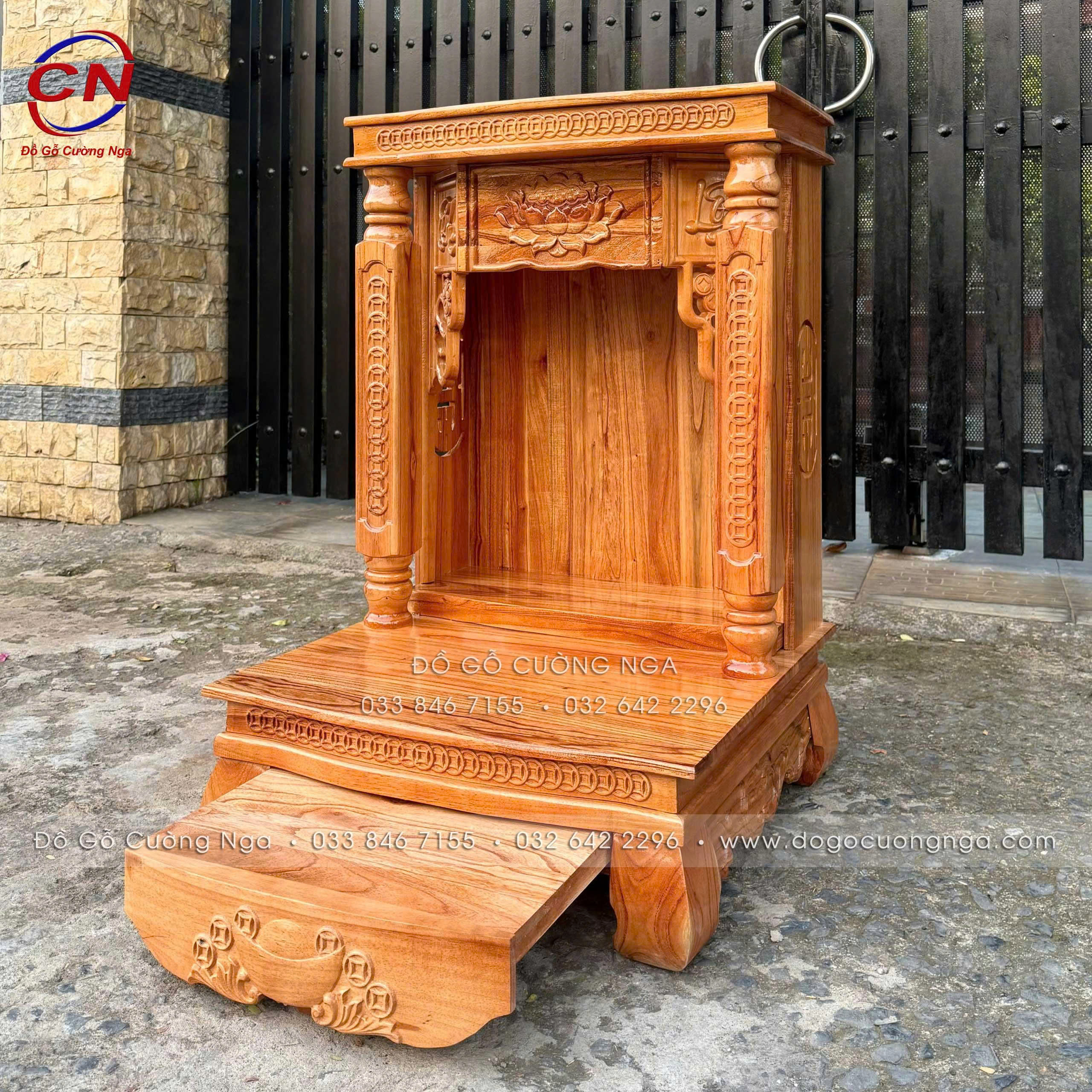 bàn thờ ông địa gỗ xoan 60cm 