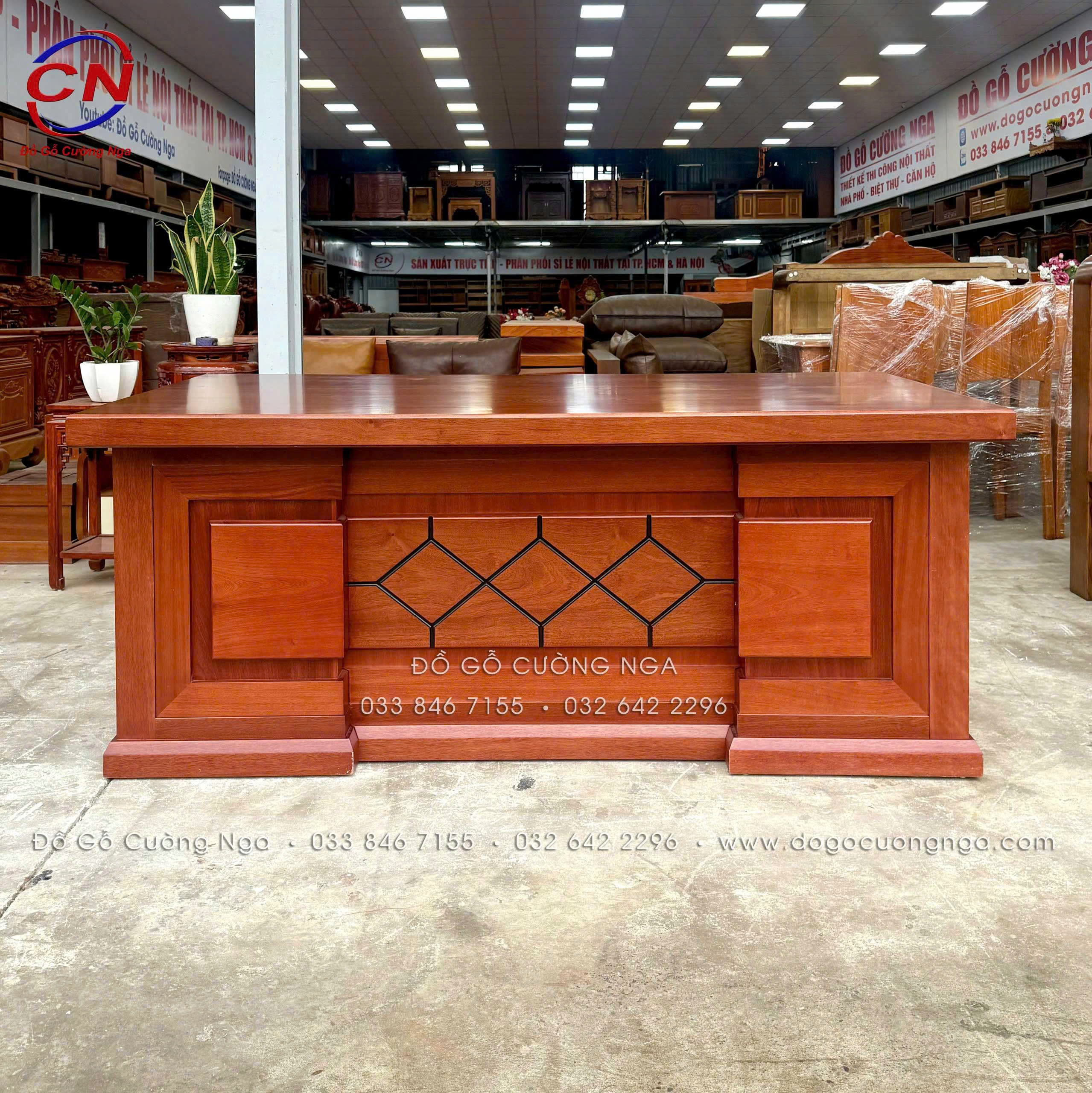 bàn làm việc giám đốc gỗ xoan đào 1m87