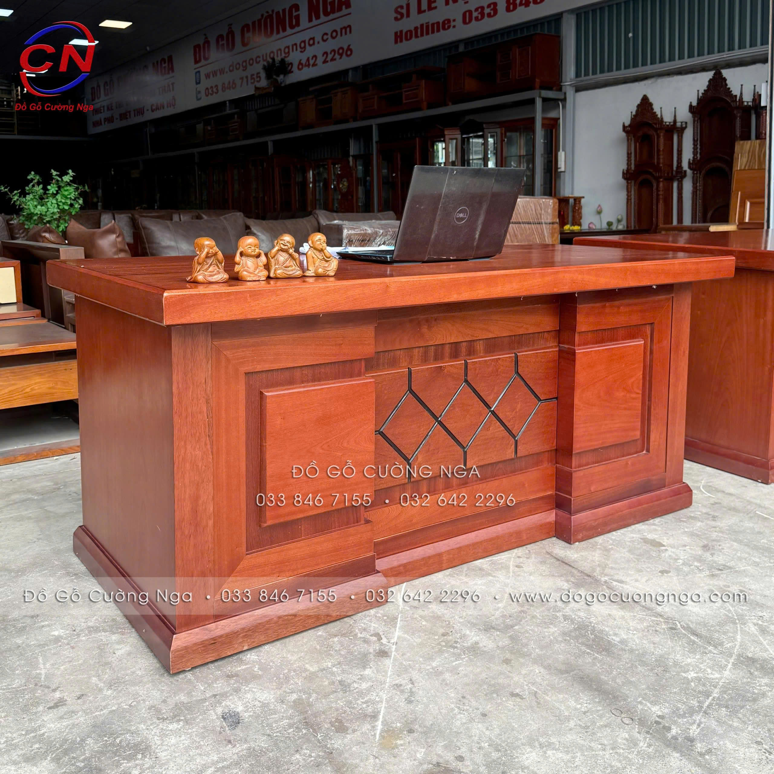 bàn làm việc giám đốc gỗ xoan đào 1m87